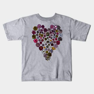 Floral Heart of Flowers Drawing Mothers Day Kids T-Shirt